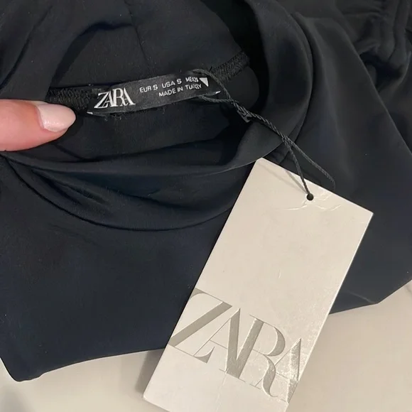 NWT Zara Ruched Stretchy Black Top Small - Picture 7 of 7